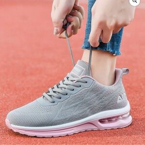 Women's Gray and Pink Knit Comfortable Sneakers size 7,5